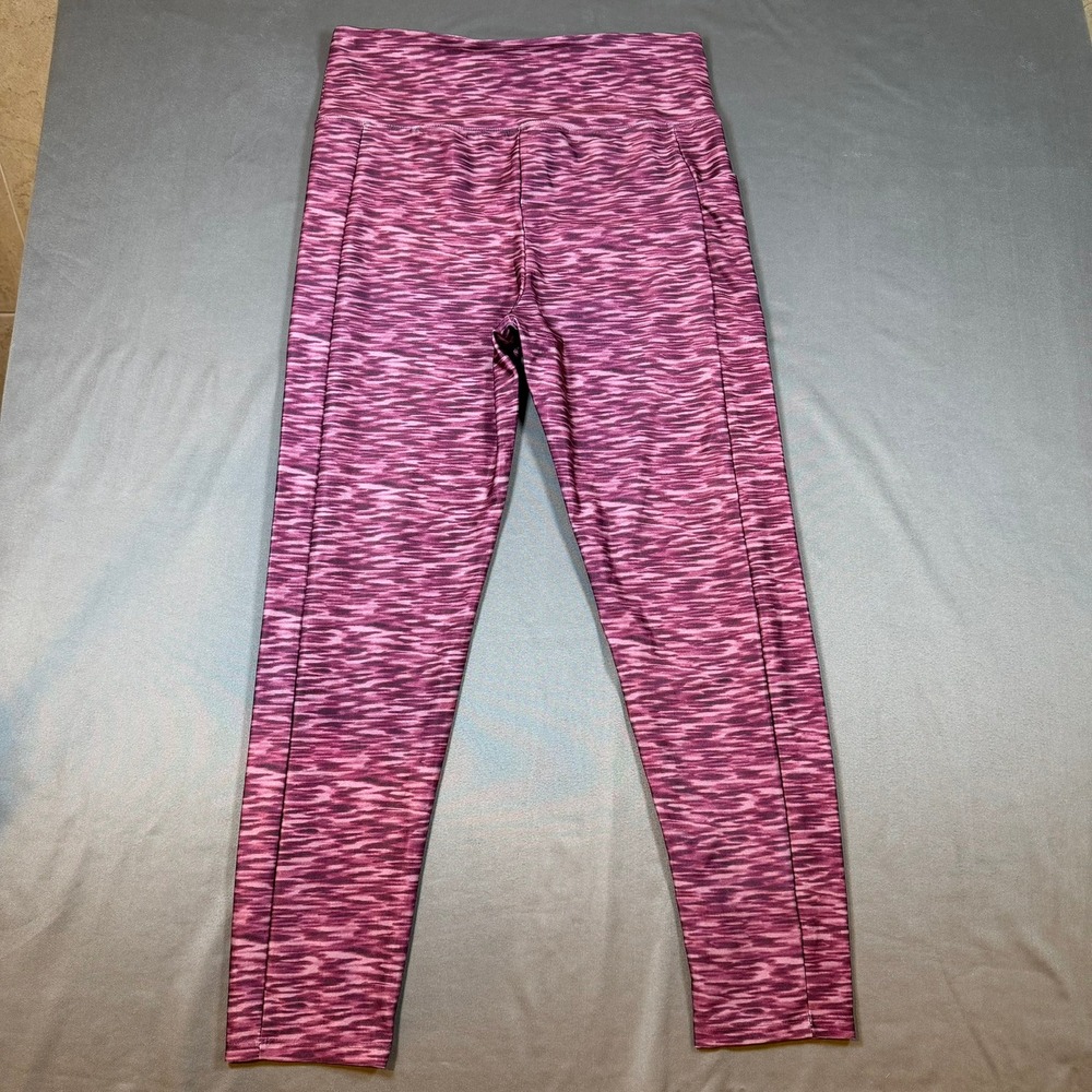 Zone Pro High Rise Leggings Womens L Purple Space Dye Side Pockets Yoga Gym - Picture 2 of 8